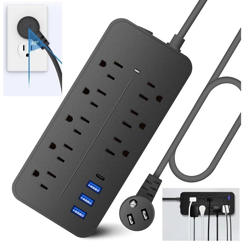 Outlet USB Surge Protector Wall Mount Power Strip With USB C Port 10