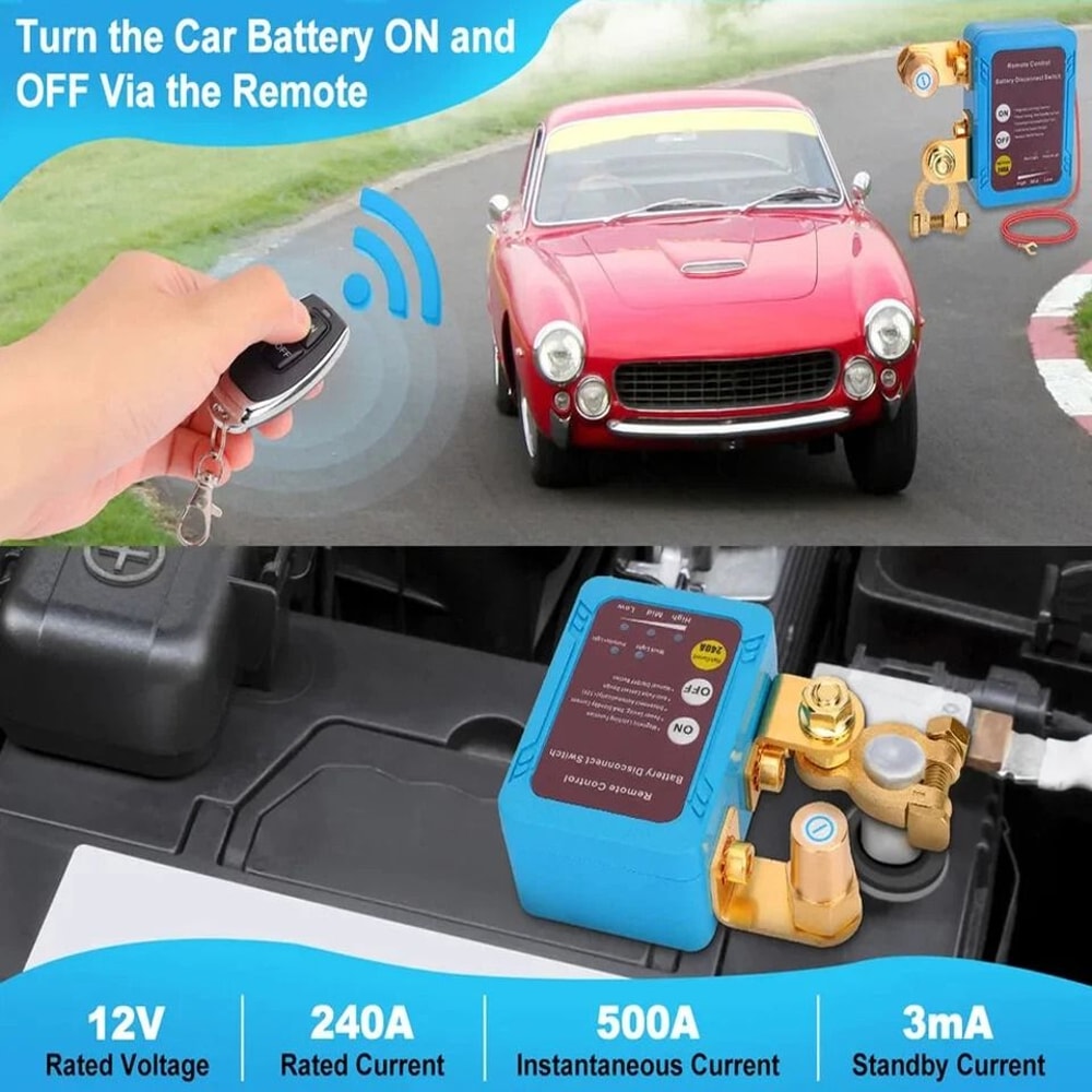 Remote Car Battery Disconnect Switch Automatic Kill Switch 9