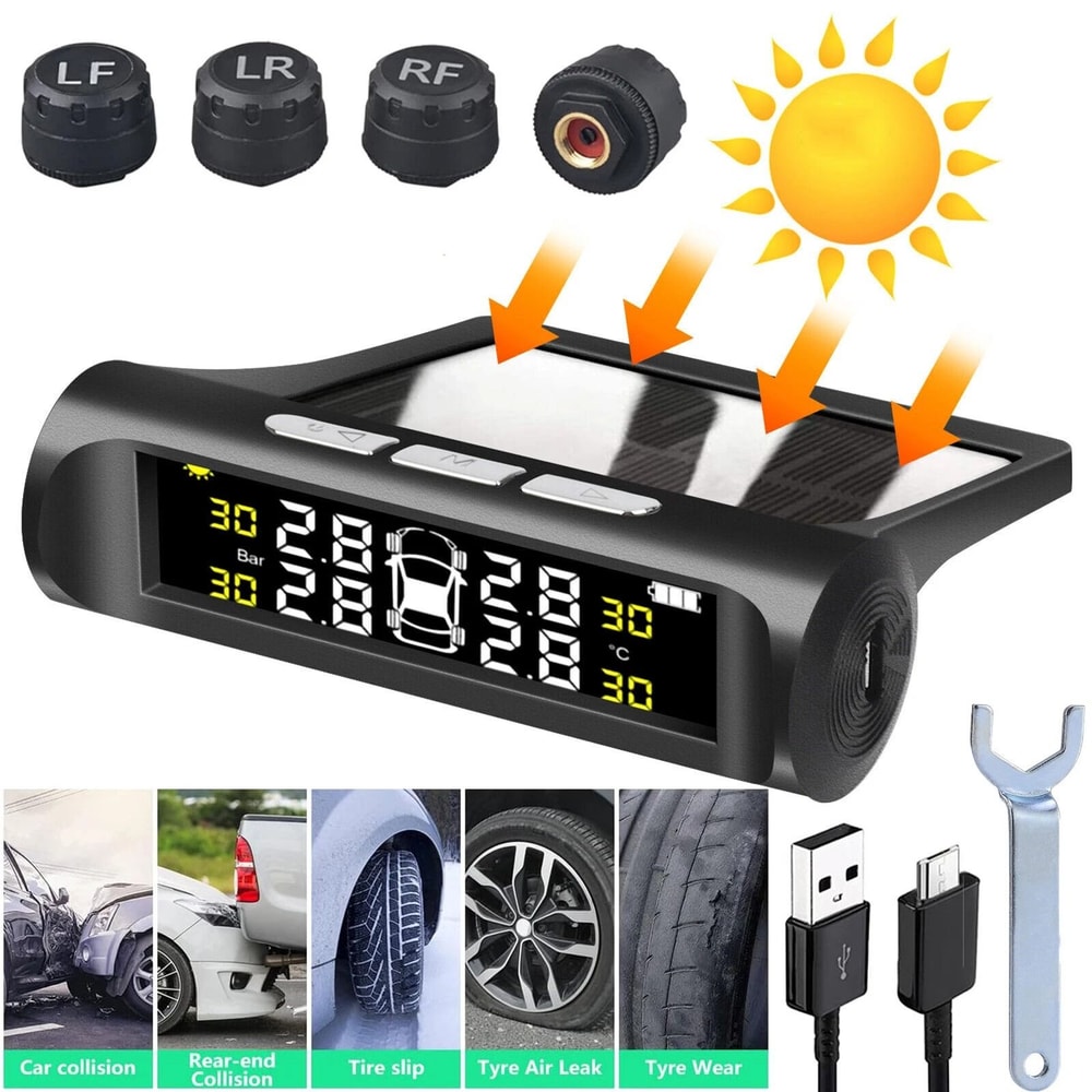 Solar TPMS Wireless Tire Pressure Monitoring System With External Sensors 1