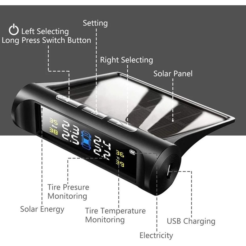 Solar TPMS Wireless Tire Pressure Monitoring System With External Sensors 9