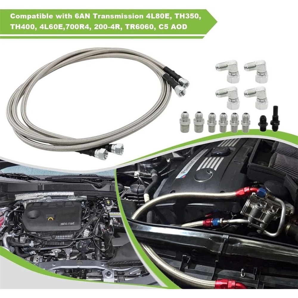 Stainless Braided Transmission Cooler Line Kit For GM 6