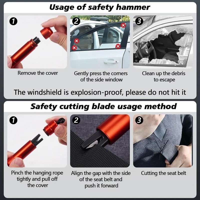 Car Safety Hammer Window Breaker And Seatbelt Cutter Emergency Escape Tool 8