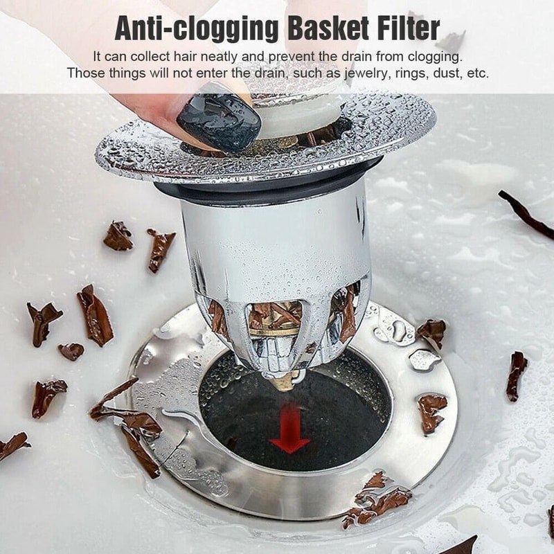 Universal Bathroom Sink Plug Stopper With Pop Up Drain Filter 2