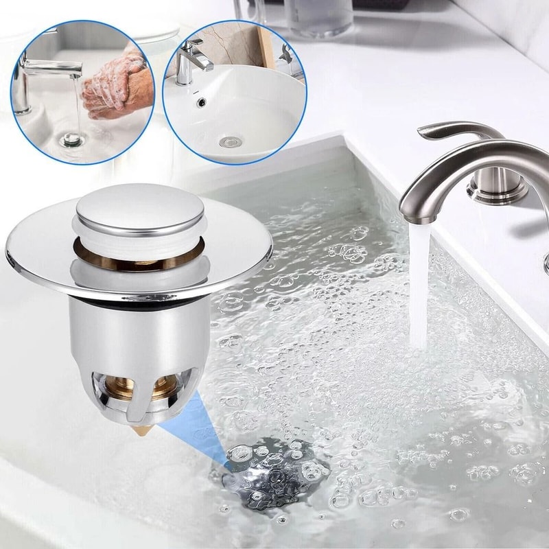 Universal Bathroom Sink Plug Stopper With Pop Up Drain Filter 0