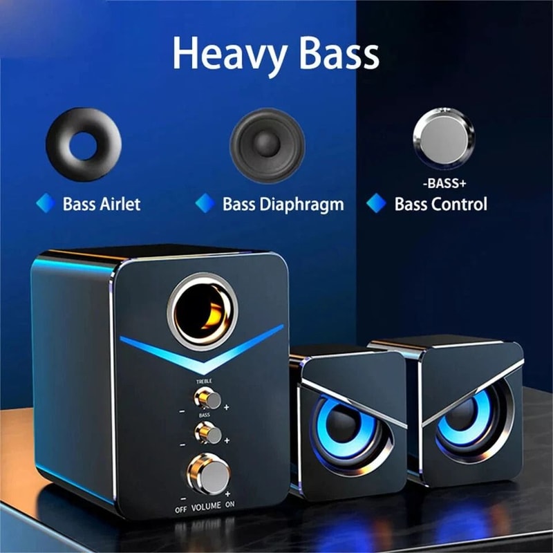 Wired Computer Speakers With LED Surround Sound And Gaming Bass 2