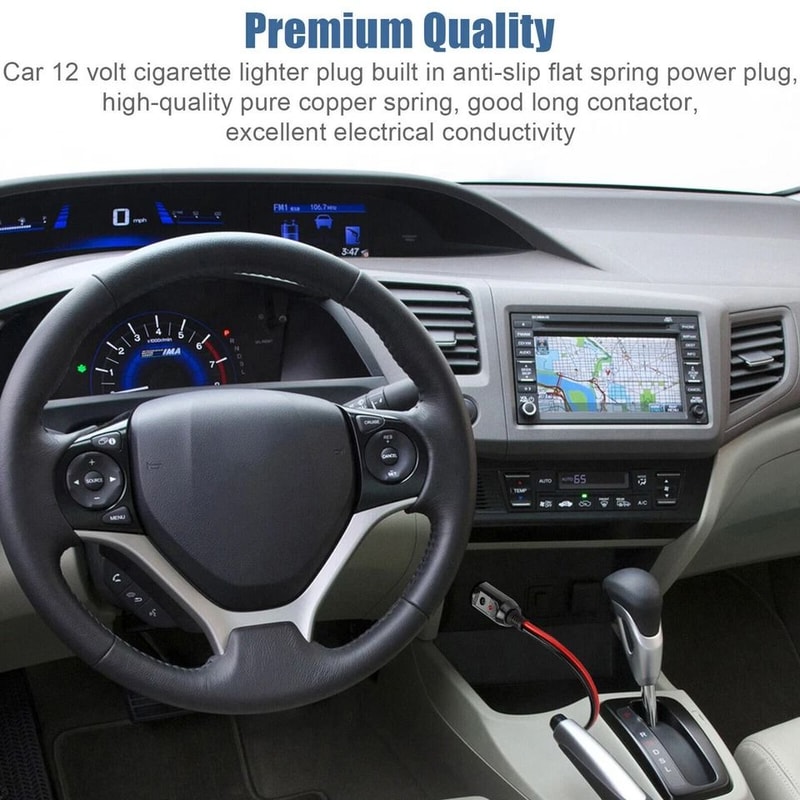 Fused Cigarette Lighter Male Plug Adapter With LED Leads 4