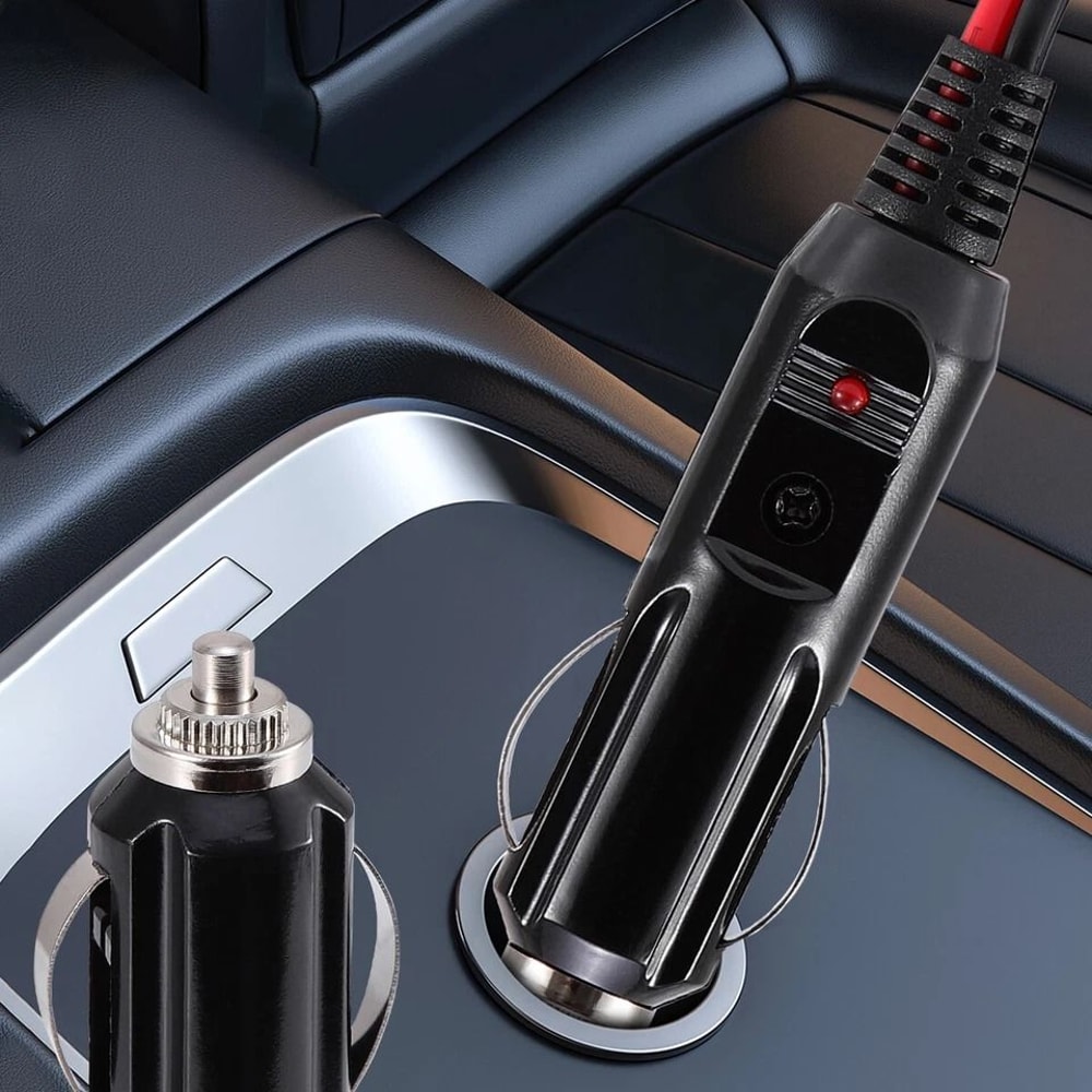 Fused Cigarette Lighter Male Plug Adapter With LED Leads 0