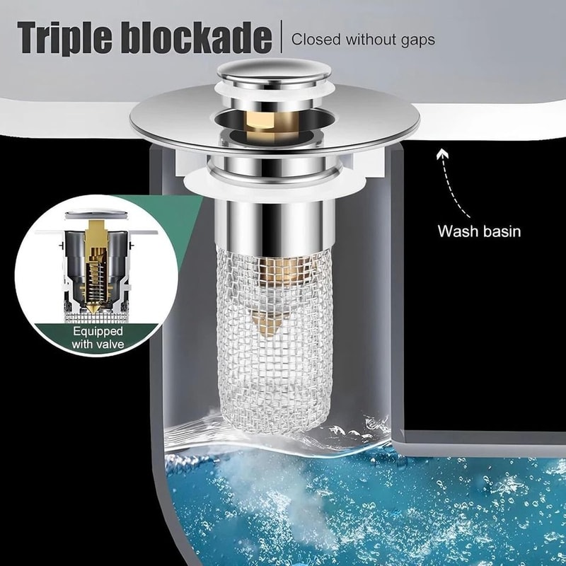 Bathroom Sink Stopper With Hair Catcher And Pop Up Drain Strainer 5