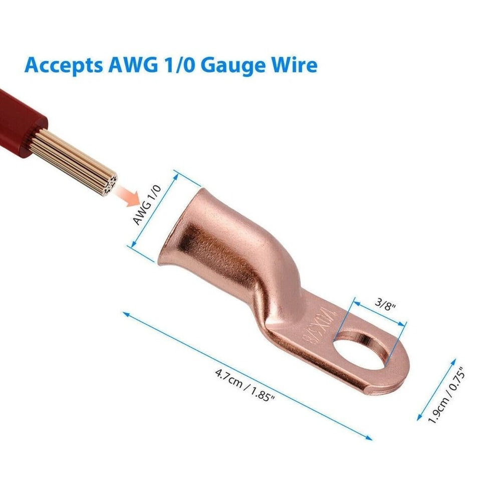 AWG Pure Copper Battery Cable Lugs With Ring Hole 2