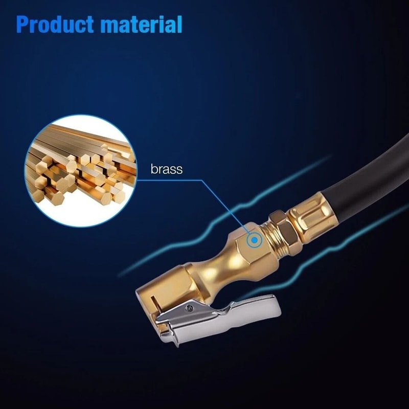 Brass Lock On Air Chuck NPT Open Flow Tire Inflator Clip 1