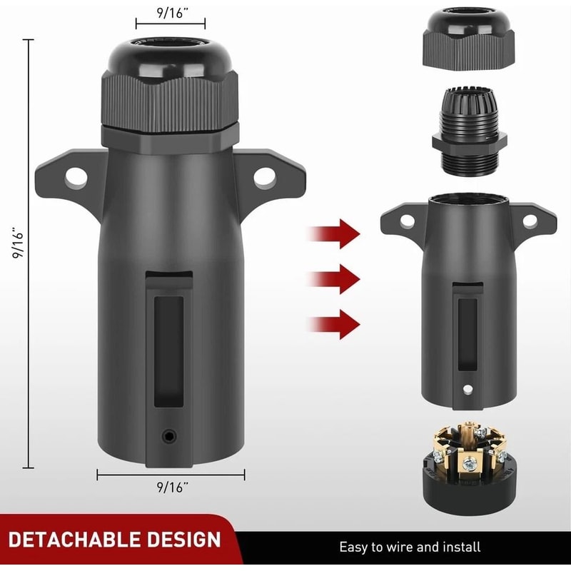 Way Trailer Connector Pin RV Blade Wiring Adapter Plug 1