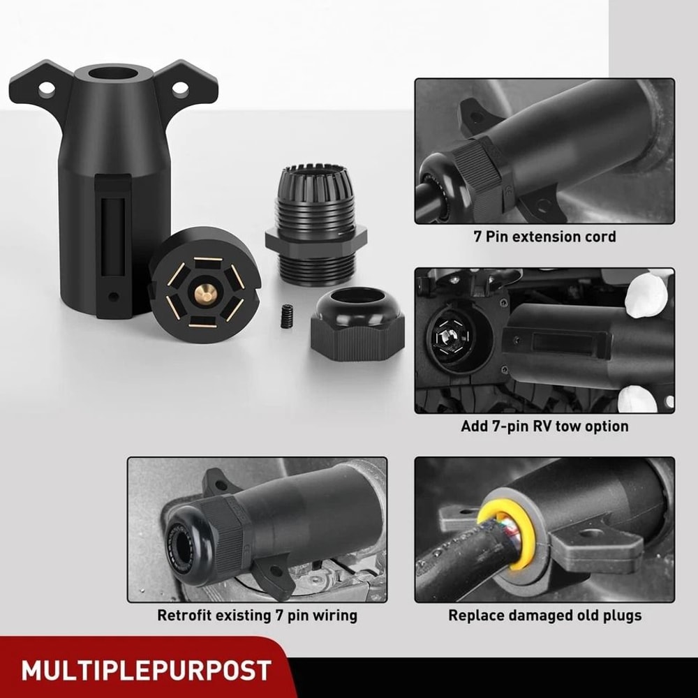 Way Trailer Connector Pin RV Blade Wiring Adapter Plug 3