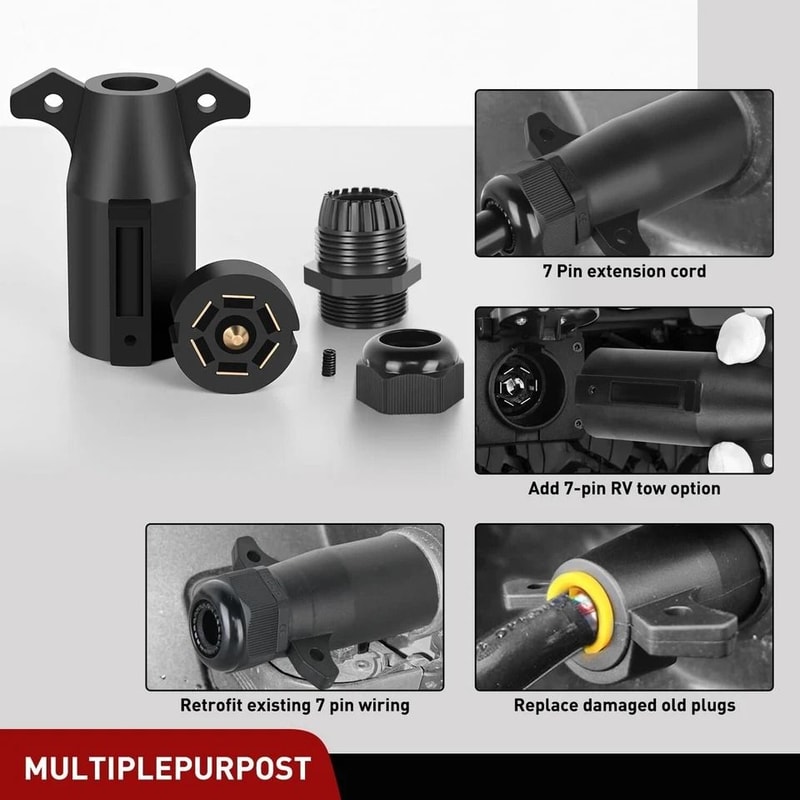 Way Trailer Connector Pin RV Blade Wiring Adapter Plug 3