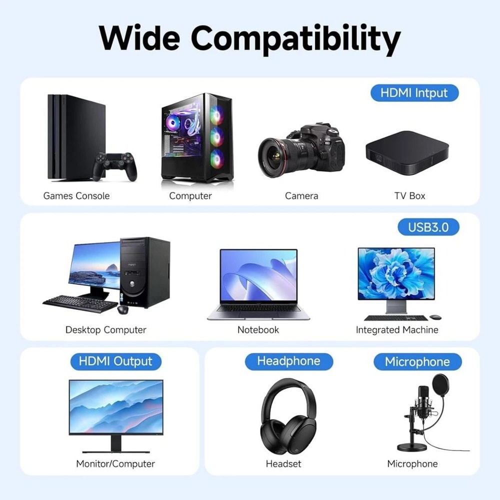 Capture Card USB HDMI Video Recorder For Streaming And Gaming 14