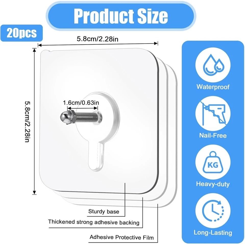 Self Adhesive Wall Hooks No Drill Adhesive Screw Hooks 1