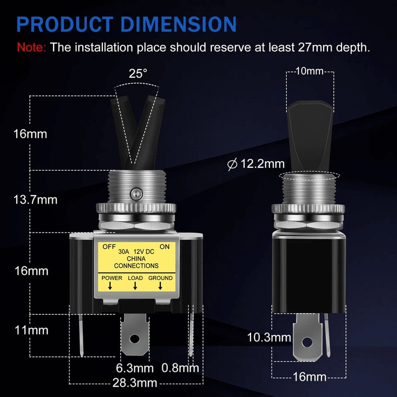 Blue LED Rocker Switch For Car Boat Marine 5
