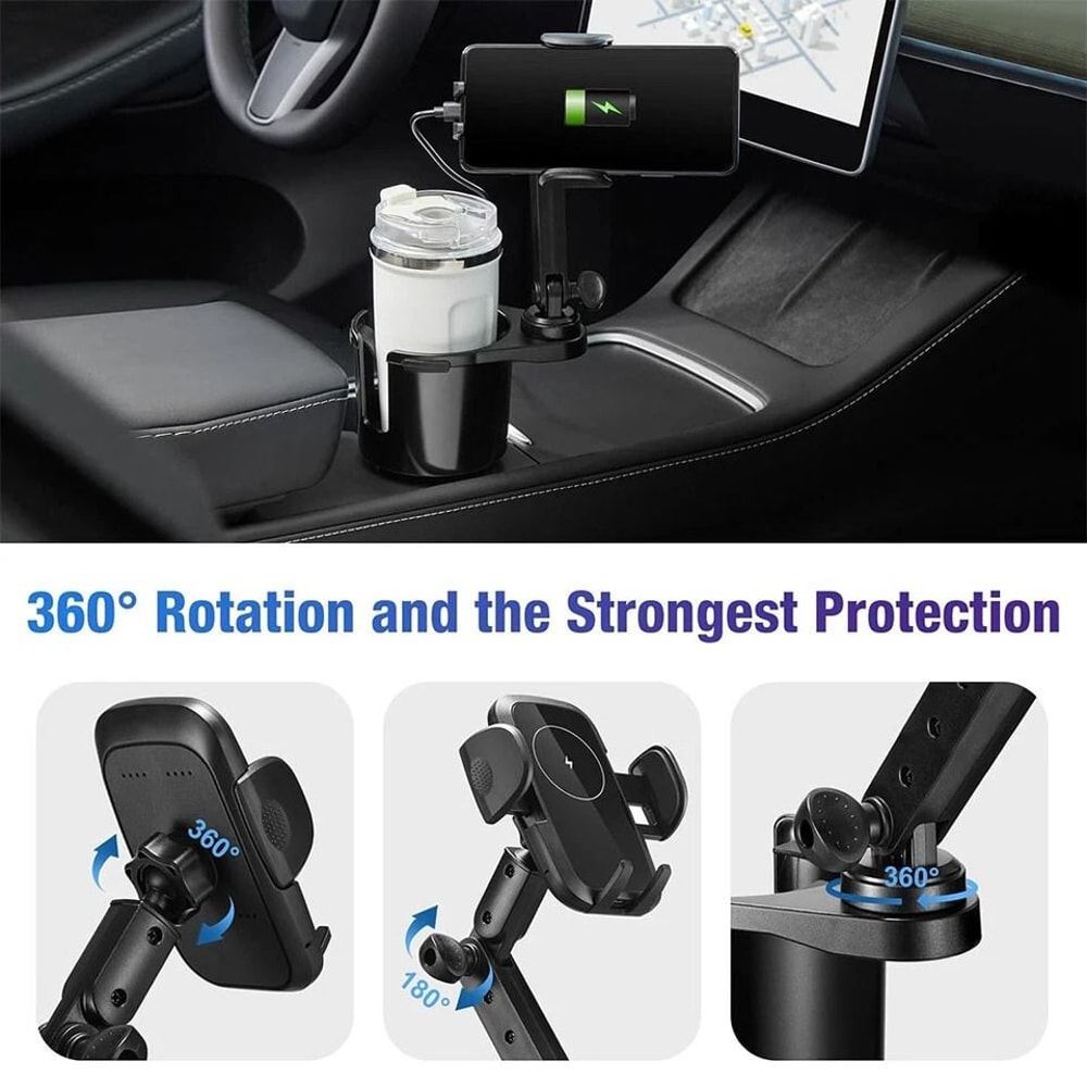 Car Wireless Charger Cup Holder Phone Mount 4