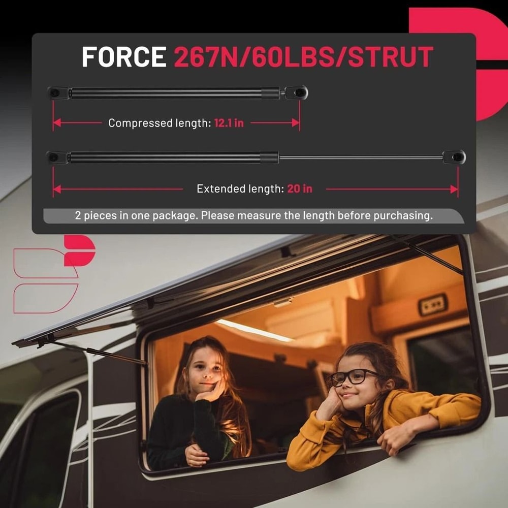 Heavy Duty Gas Strut 60lbs For RV Bed Lift Camper Lid Truck Cover Support 6