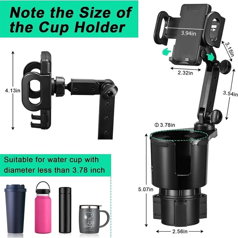 Cup Holder Wireless Car Charger Mount With Adjustable Base 7