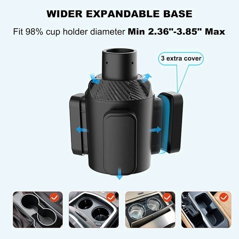 Adjustable Car Cup Holder Expander With Offset Base For Large Bottles 4