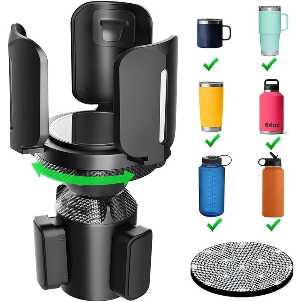 Adjustable Car Cup Holder Expander With Offset Base For Large Bottles 9