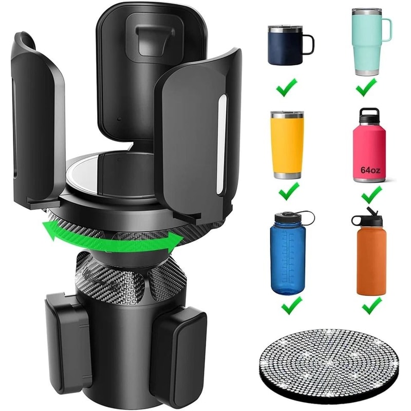 Adjustable Car Cup Holder Expander With Offset Base For Large Bottles 9