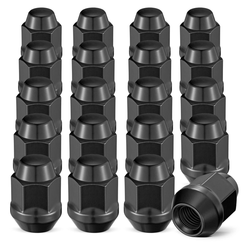 Black Bulge Acorn Lug Nuts Hex For GMC Chrysler 0