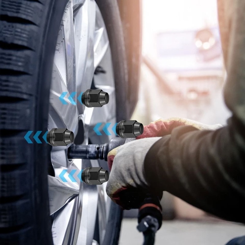 Black Bulge Acorn Lug Nuts Hex For GMC Chrysler 3