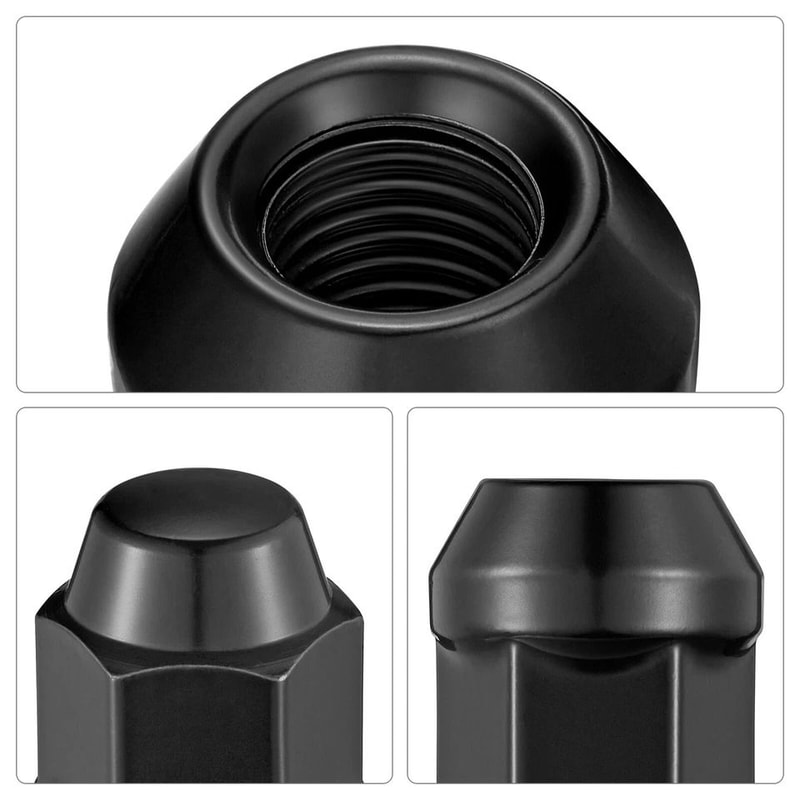 Black Bulge Acorn Lug Nuts Hex For GMC Chrysler 4