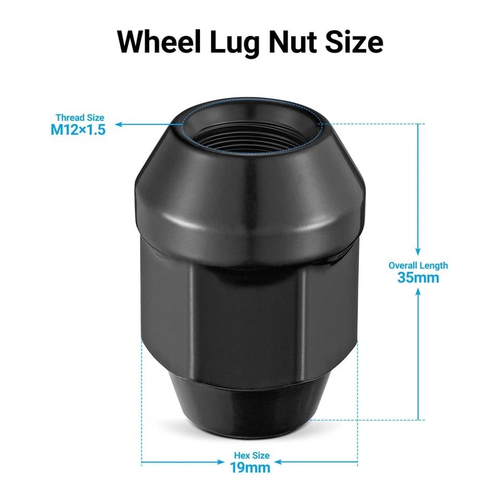 Black Bulge Acorn Lug Nuts Hex For GMC Chrysler 5