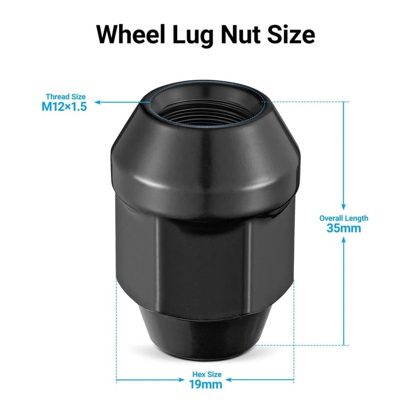 Black Bulge Acorn Lug Nuts Hex For GMC Chrysler 5