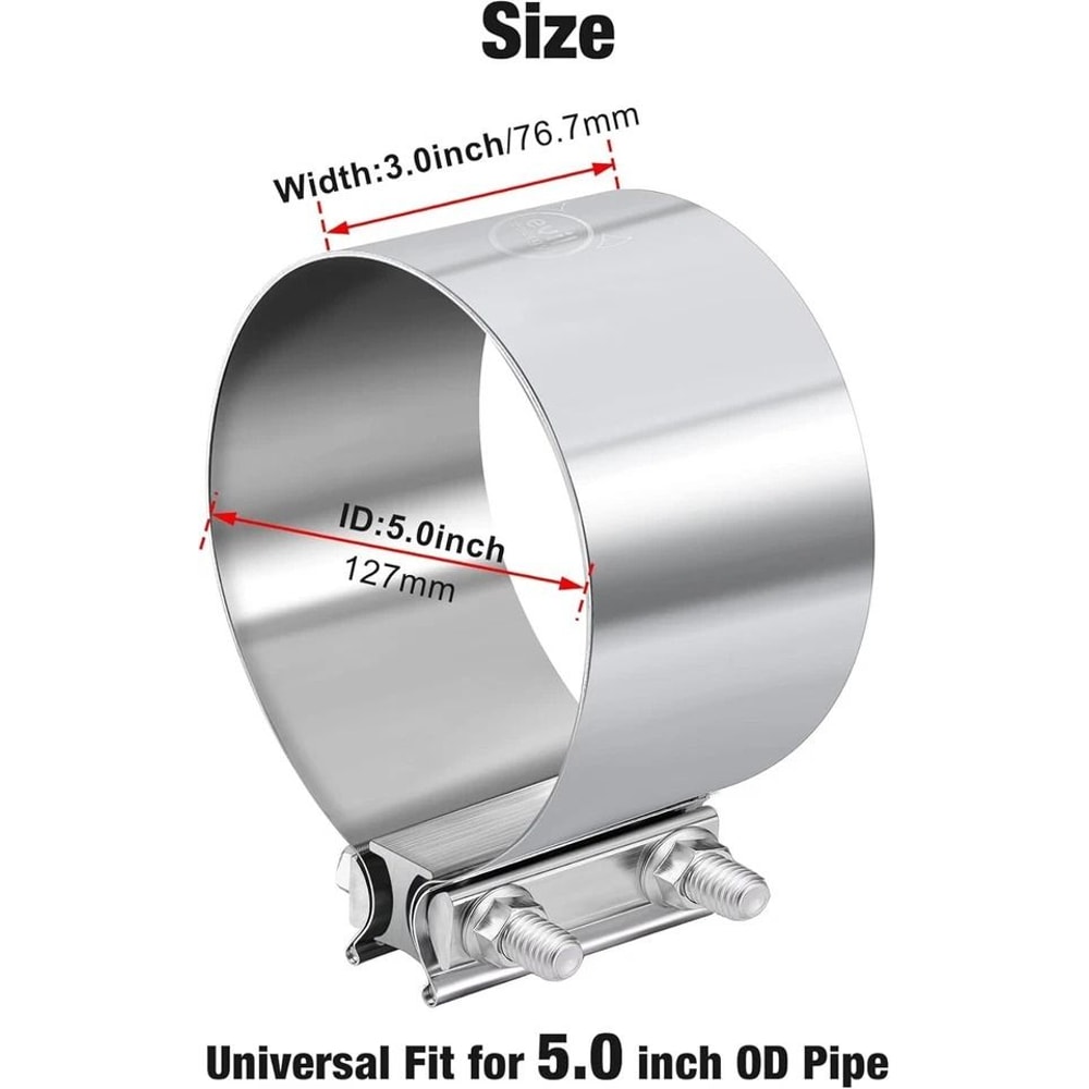 Stainless Exhaust Band Clamp For Catback Muffler Pipe 5