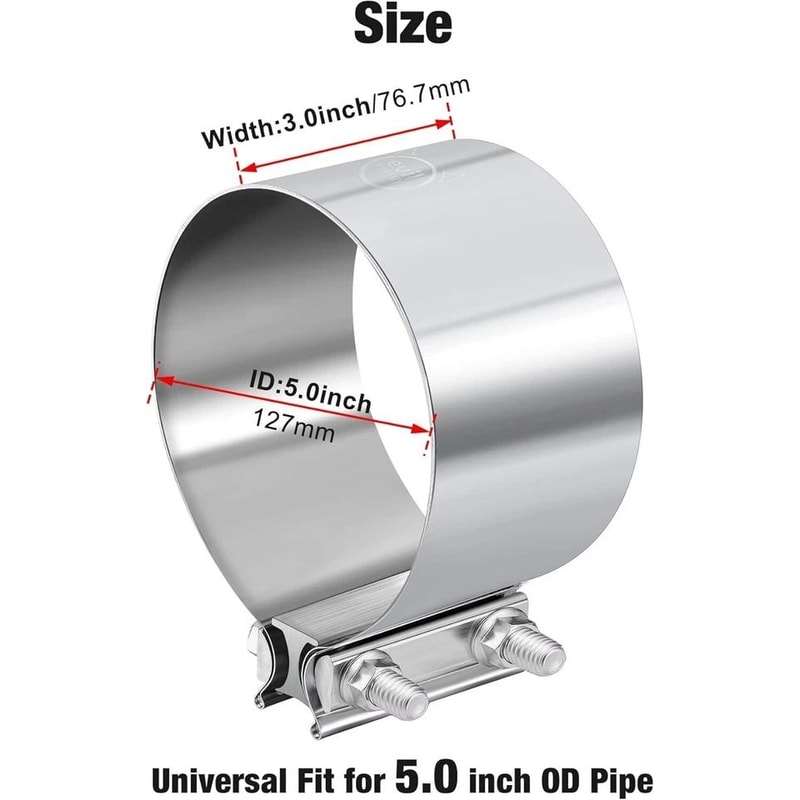 Stainless Exhaust Band Clamp For Catback Muffler Pipe 5