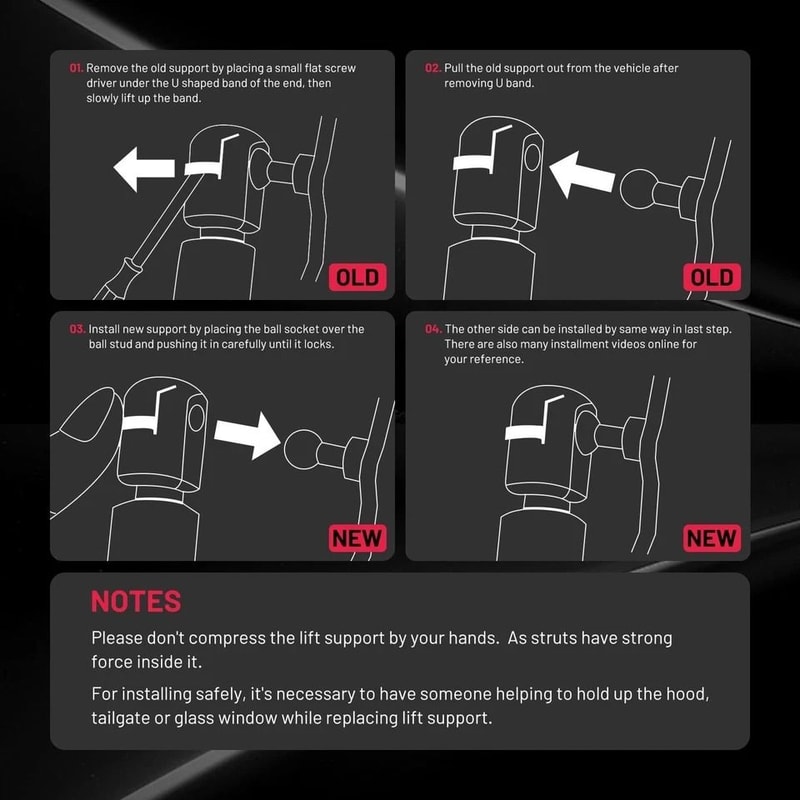 Leer Truck Topper Gas Struts Lift Supports Pair 3