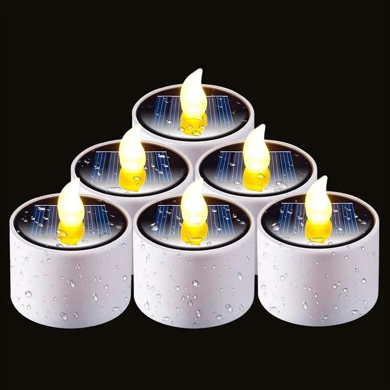 Solar Tea Lights Outdoor Waterproof Flameless Candles 1
