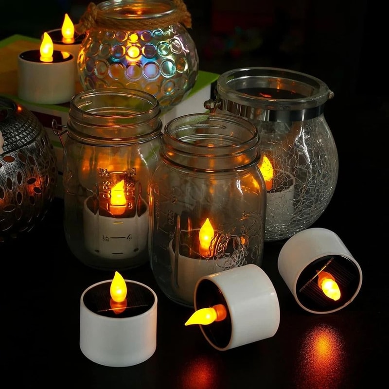 Solar Tea Lights Outdoor Waterproof Flameless Candles 3