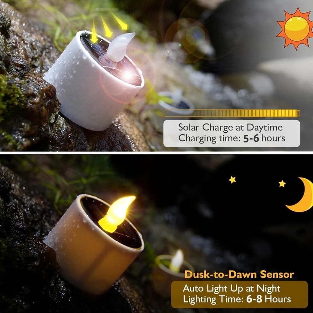 Solar Tea Lights Outdoor Waterproof Flameless Candles 4