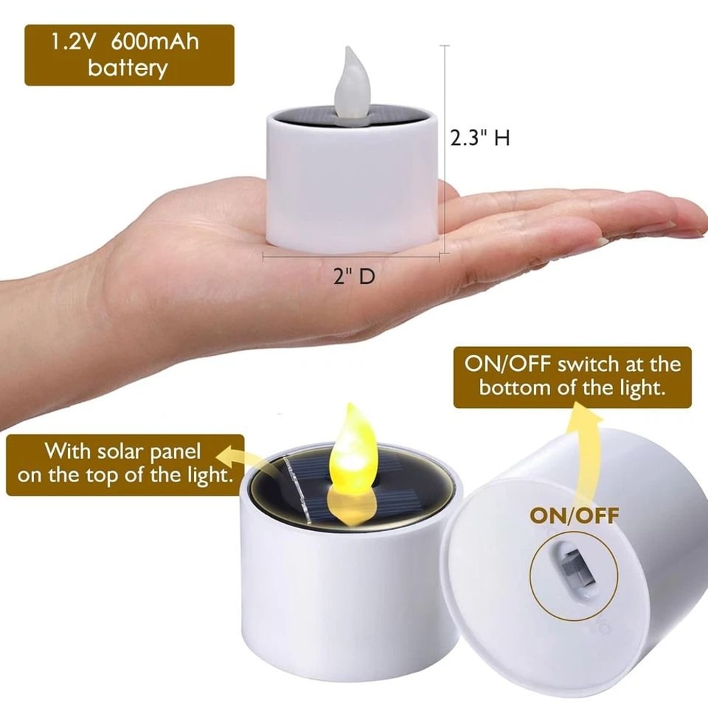 Solar Tea Lights Outdoor Waterproof Flameless Candles 5