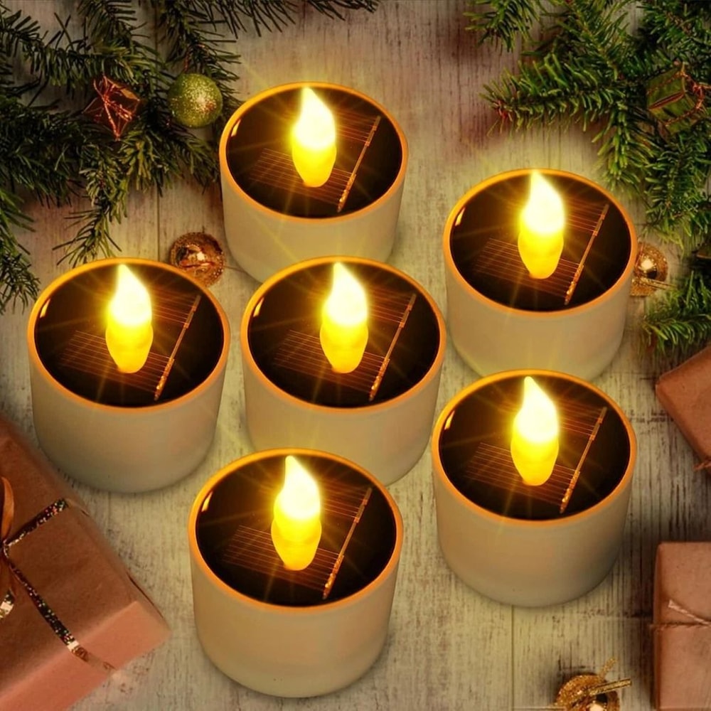 Solar Tea Lights Outdoor Waterproof Flameless Candles 6
