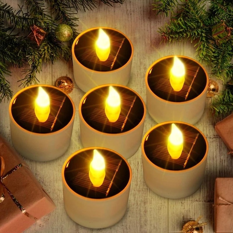 Solar Tea Lights Outdoor Waterproof Flameless Candles 6