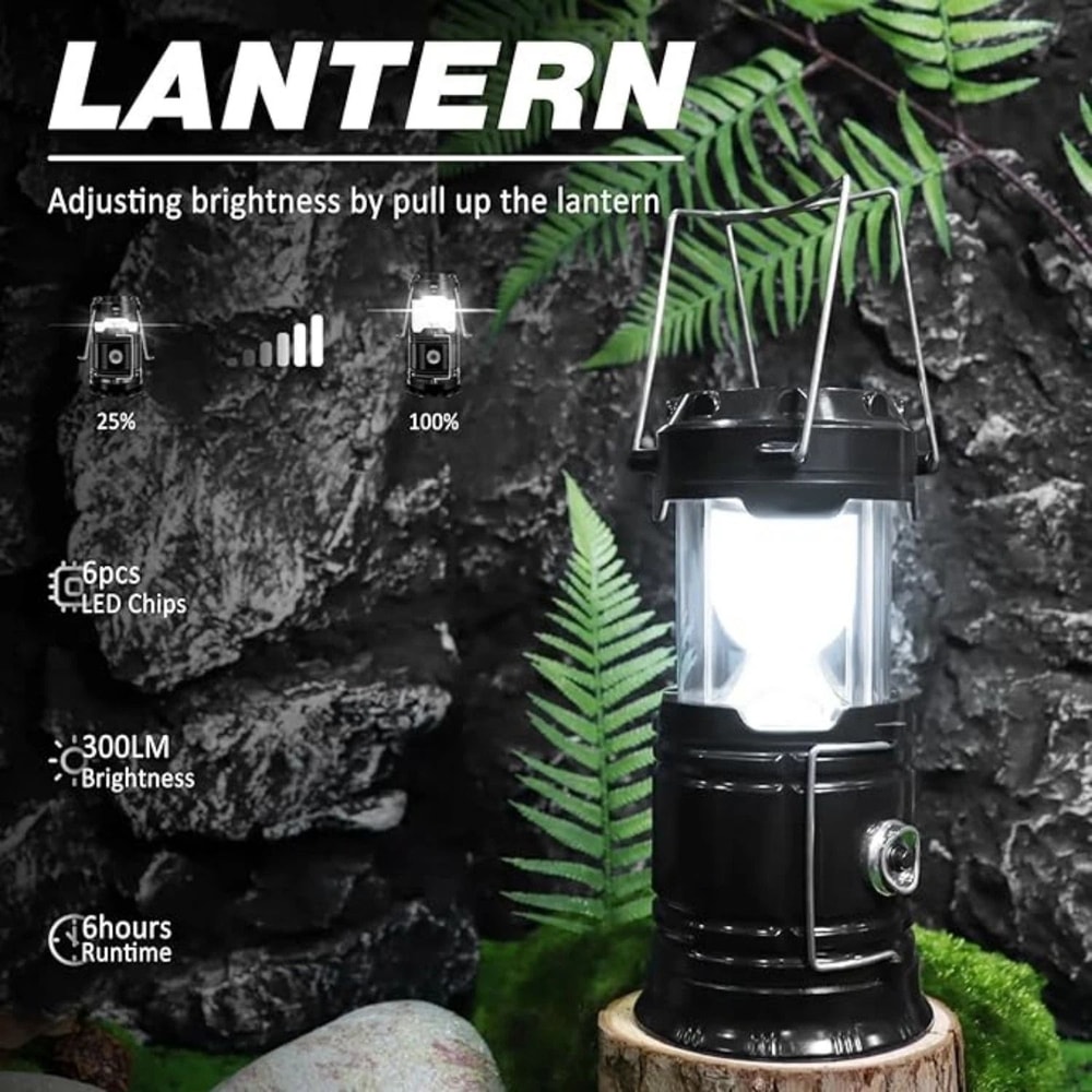 Solar Rechargeable LED Camping Lantern Flashlight With USB Power Bank 1