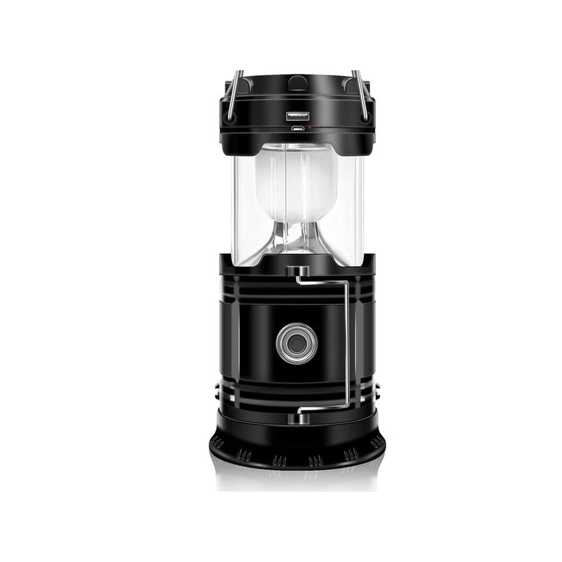 Solar Rechargeable LED Camping Lantern Flashlight With USB Power Bank 0
