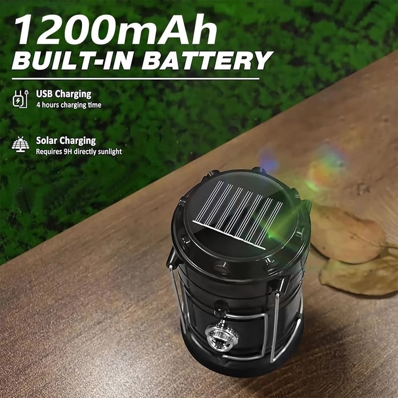 Solar Rechargeable LED Camping Lantern Flashlight With USB Power Bank 3