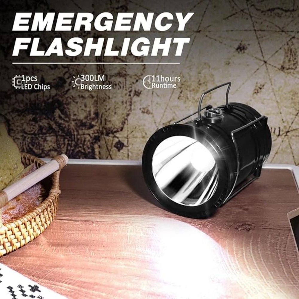 Solar Rechargeable LED Camping Lantern Flashlight With USB Power Bank 4