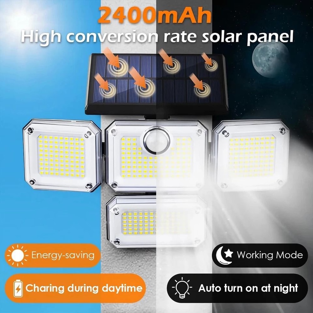 LED Solar Security Light With Motion Sensor Waterproof Wall Lamp 5