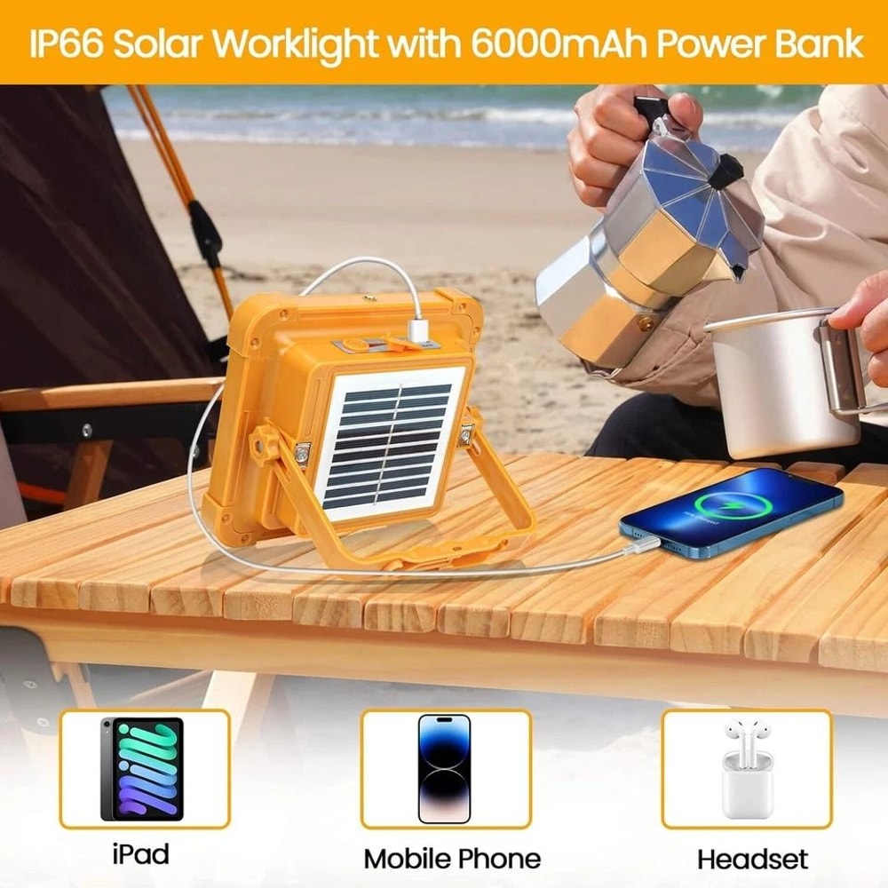 Solar Work Light 100W Rechargeable LED Camping Light 8