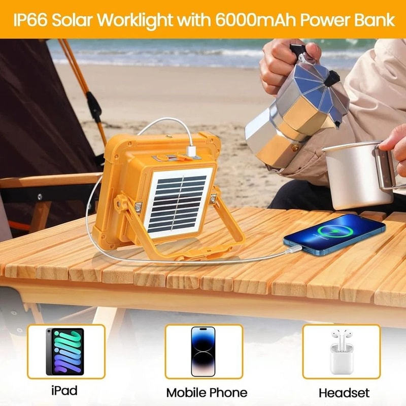 Solar Work Light 100W Rechargeable LED Camping Light 8