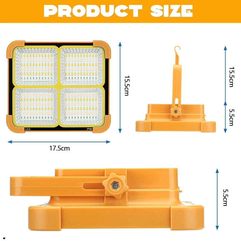 Solar Work Light 100W Rechargeable LED Camping Light 2