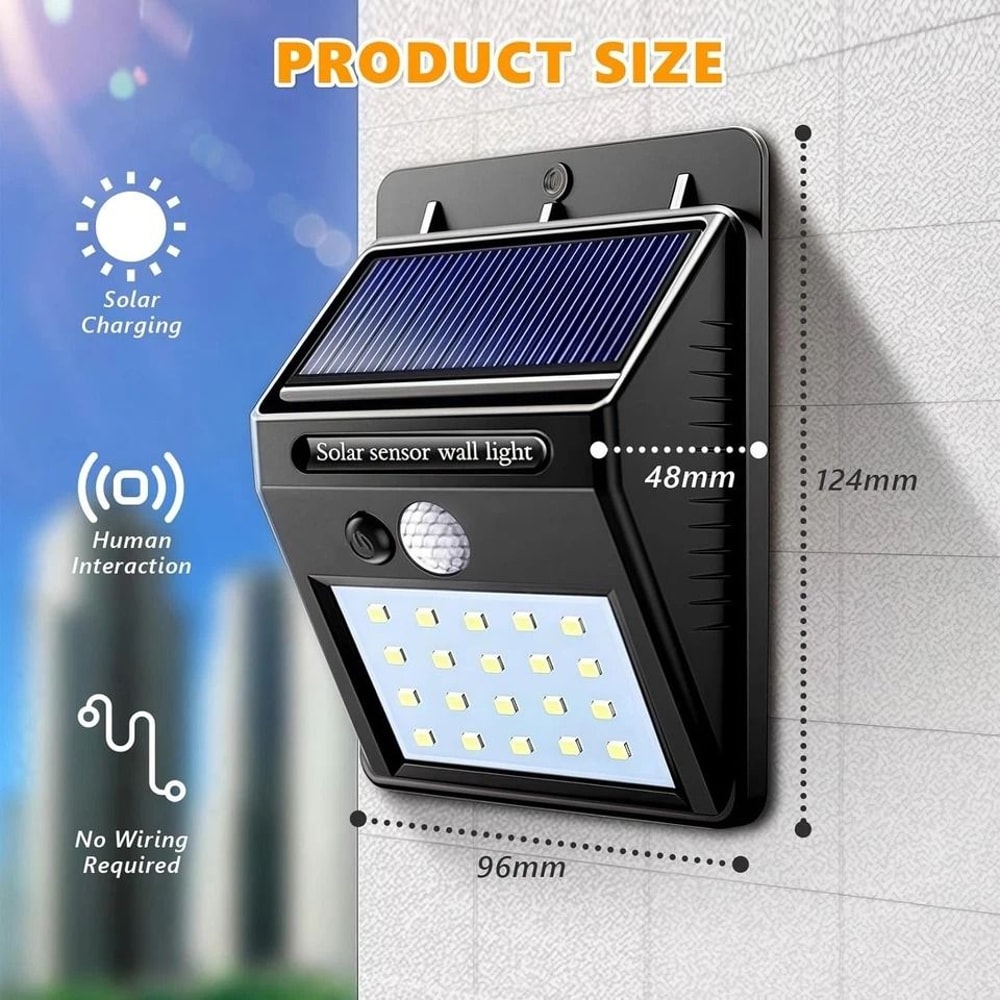 Solar Motion Sensor Lights Waterproof LED Outdoor Wall Lamps 3