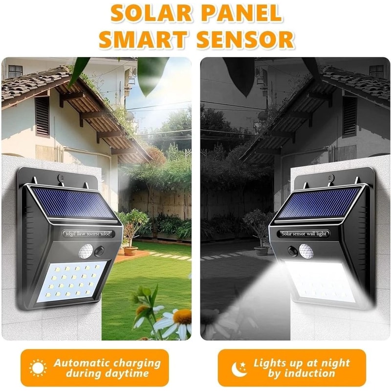 Solar Motion Sensor Lights Waterproof LED Outdoor Wall Lamps 7